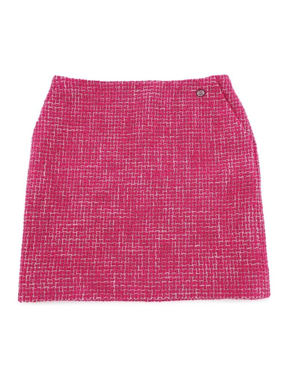 Chanel Skirt CC Logo Tweed White